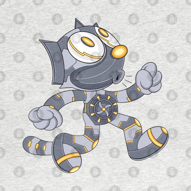 Mecha cyborg felix the cat run sing by ryroxtoons